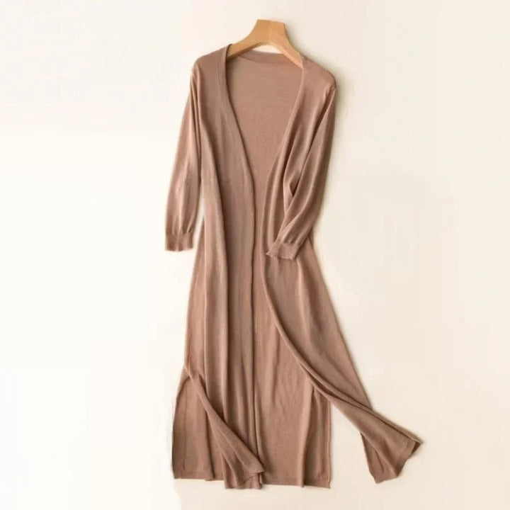 Damen Leichter Langer V-Ausschnitt Strick Cardigan