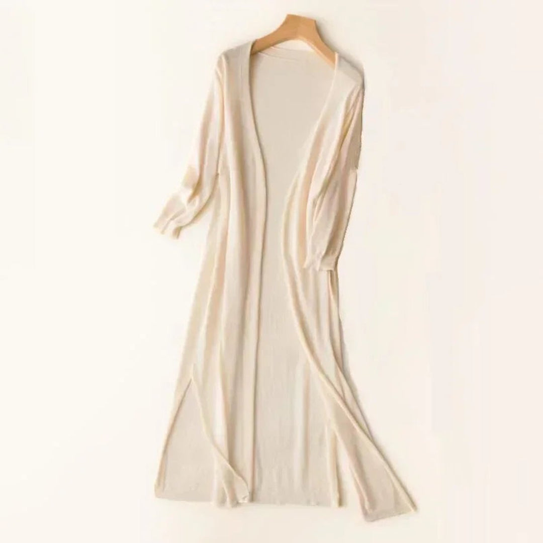 Damen Leichter Langer V-Ausschnitt Strick Cardigan