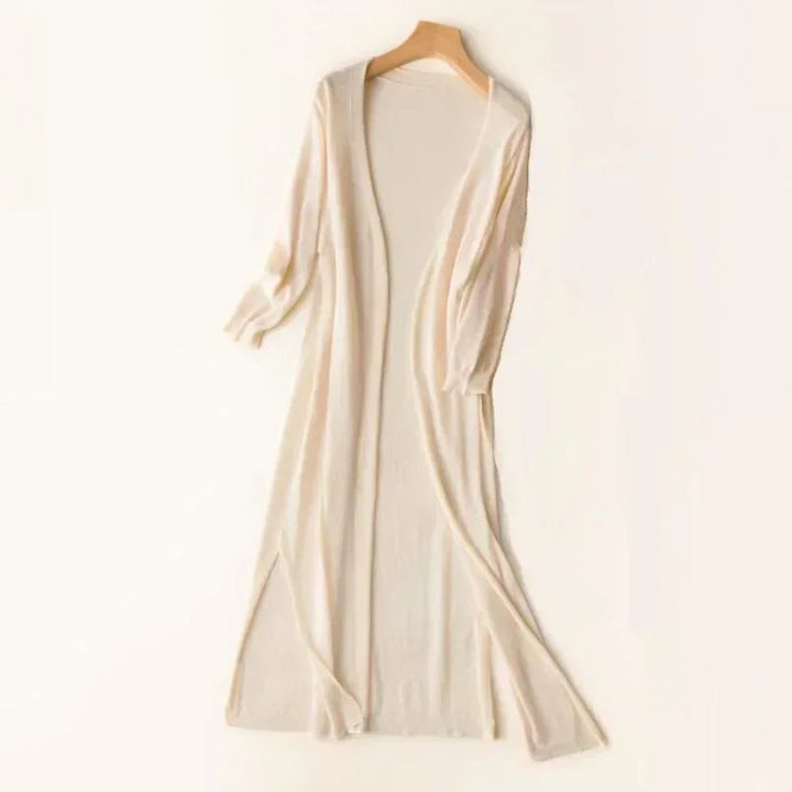 Damen Leichter Langer V-Ausschnitt Strick Cardigan