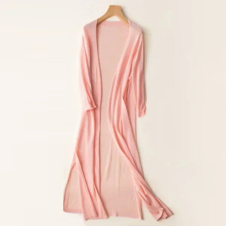 Damen Leichter Langer V-Ausschnitt Strick Cardigan