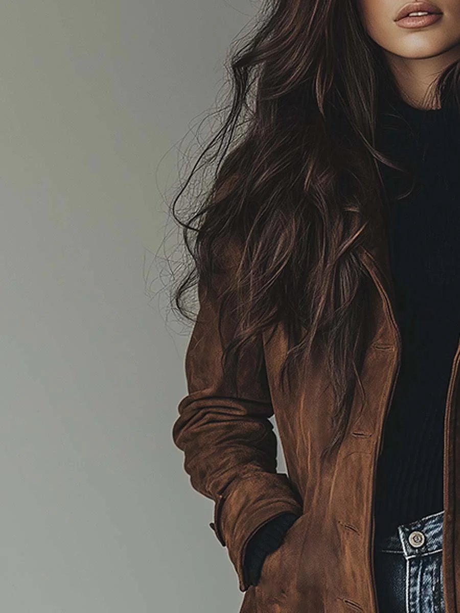Damen Longline Zweireihiger Tailored Trench Coat