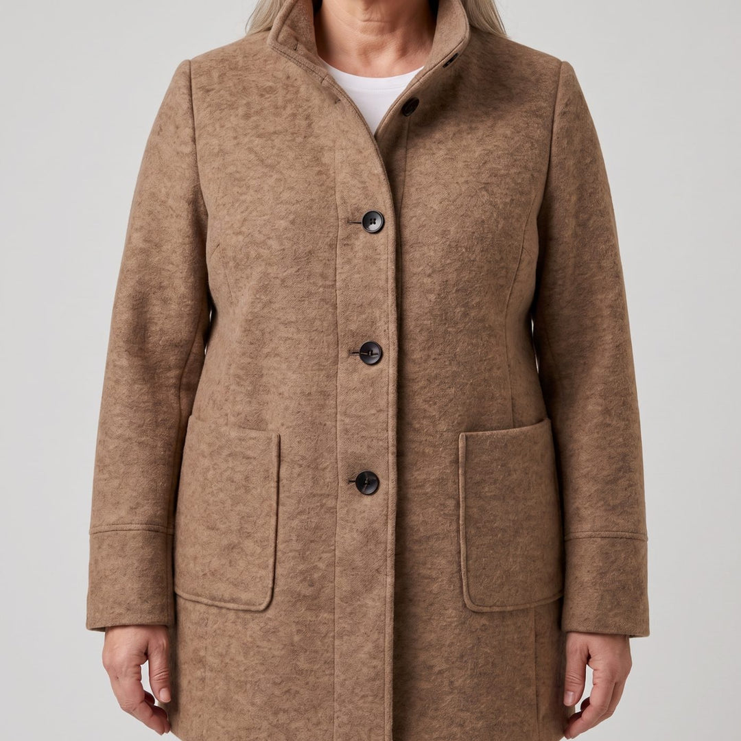 Damen Mantel mit Stehkragen Longline Knopfleiste Trenchcoat