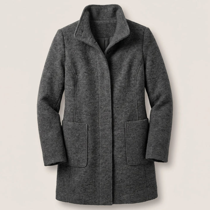 Damen Mantel mit Stehkragen Longline Knopfleiste Trenchcoat - Schwarz