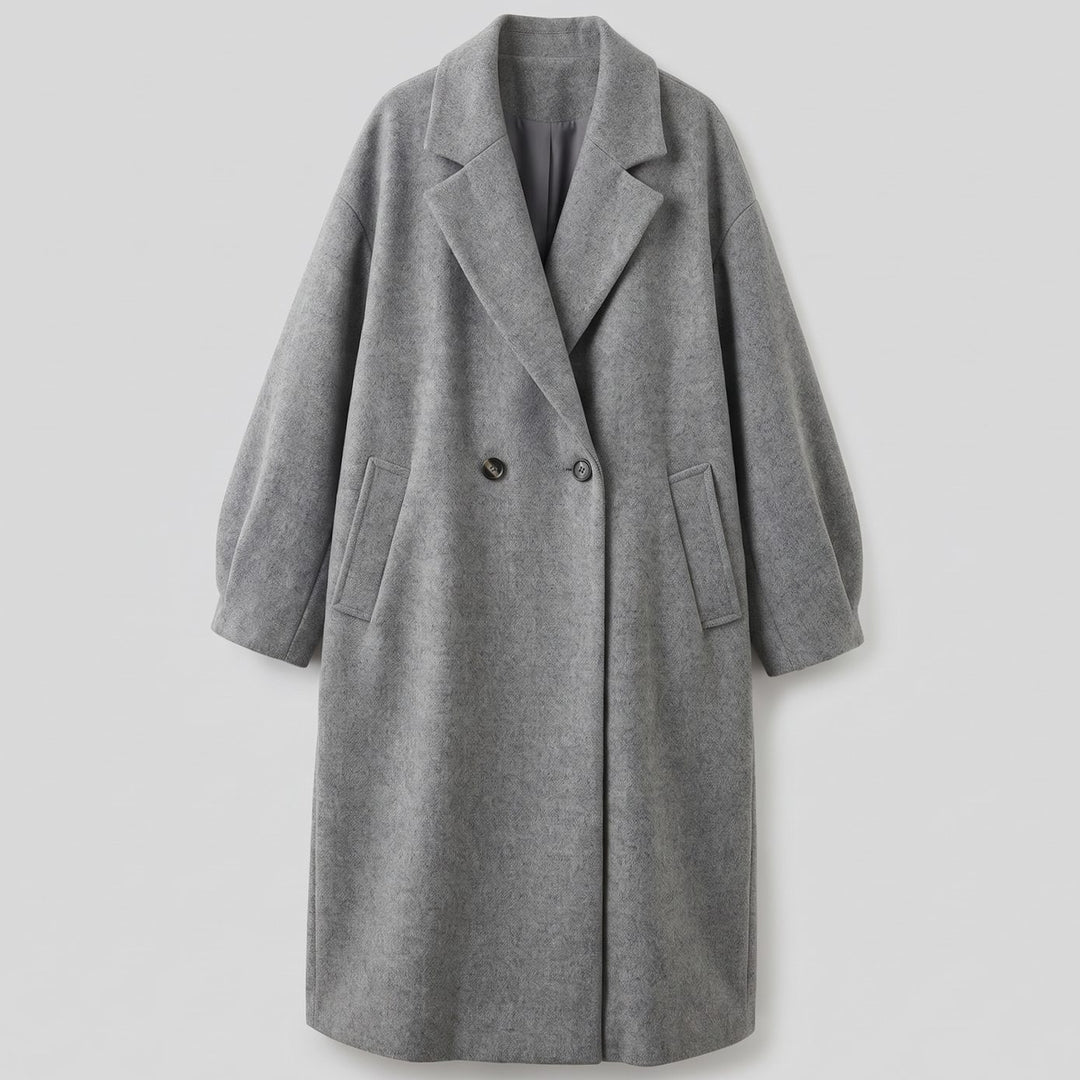 Damen Mantel zeitloser zweireihiger Trenchcoat aus Baumwollmischung - Grau