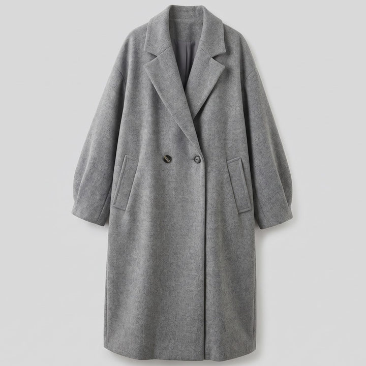 Damen Mantel zeitloser zweireihiger Trenchcoat aus Baumwollmischung - Grau