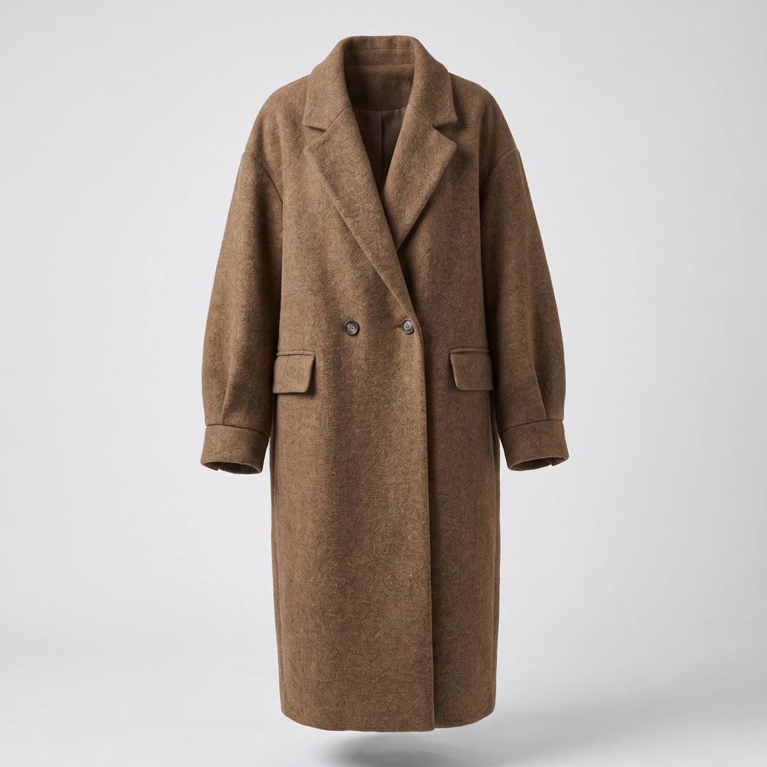 Damen Mantel zeitloser zweireihiger Trenchcoat aus Baumwollmischung - Braun