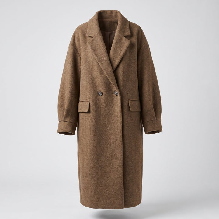 Damen Mantel zeitloser zweireihiger Trenchcoat aus Baumwollmischung - Braun