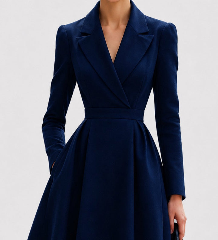 Damen Mantelkleid tailliert geschnitten elegante Formal Dresses Midi