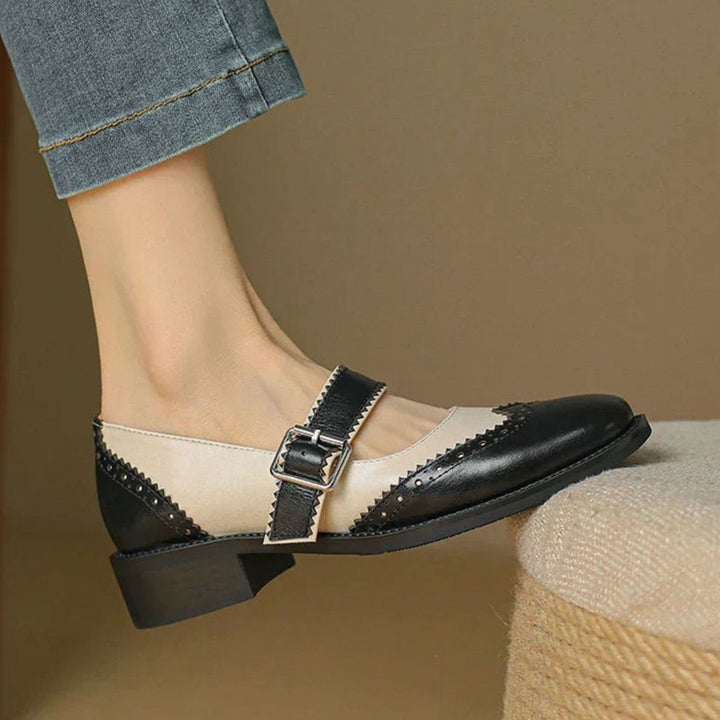 Damen Mary Jane Schuhe mit Schnalle Vintage Budapester Stil