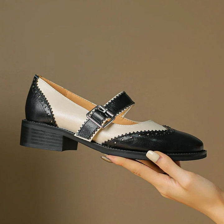 Damen Mary Jane Schuhe mit Schnalle Vintage Budapester Stil