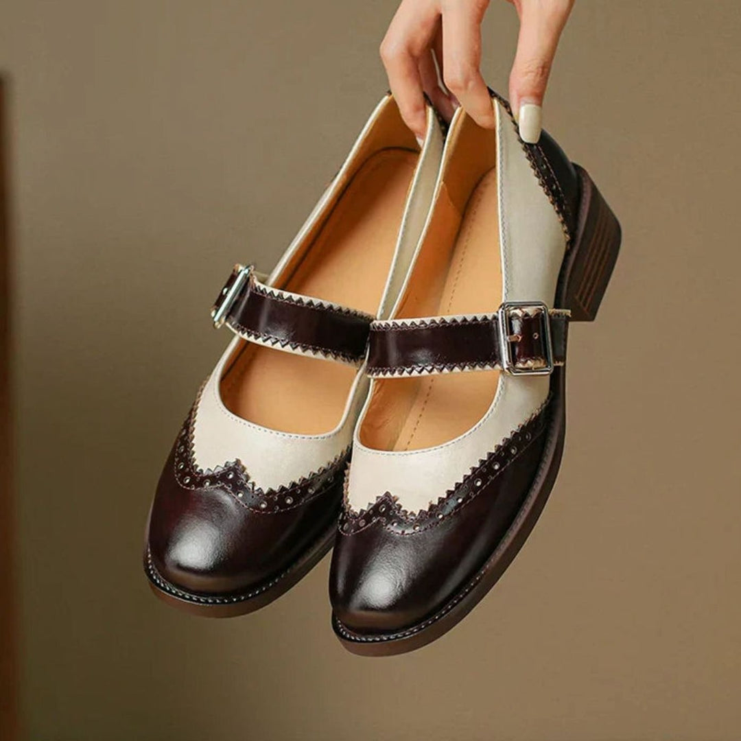 Damen Mary Jane Schuhe mit Schnalle Vintage Budapester Stil
