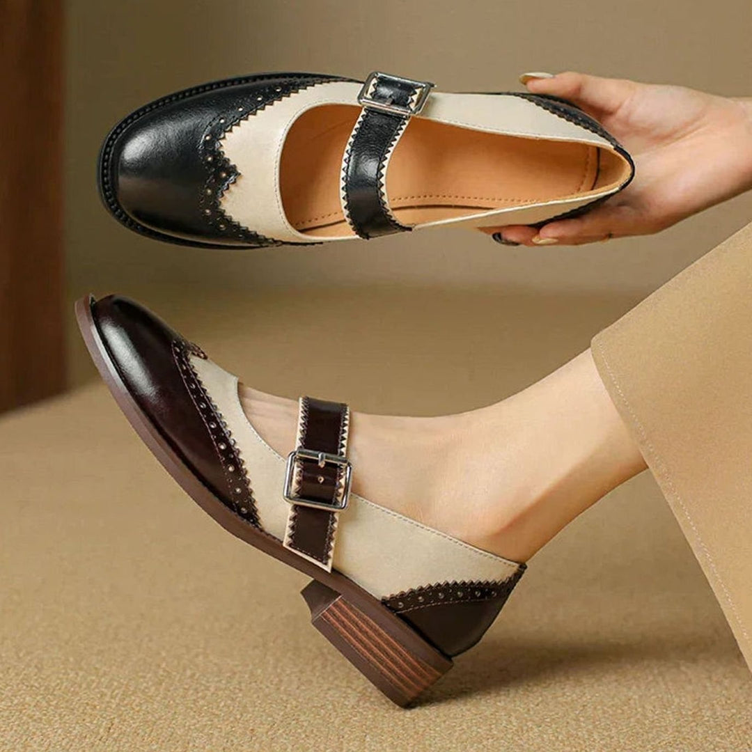 Damen Mary Jane Schuhe mit Schnalle Vintage Budapester Stil