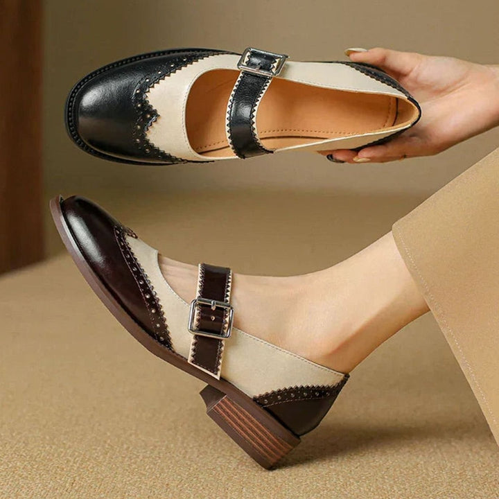 Damen Mary Jane Schuhe mit Schnalle Vintage Budapester Stil