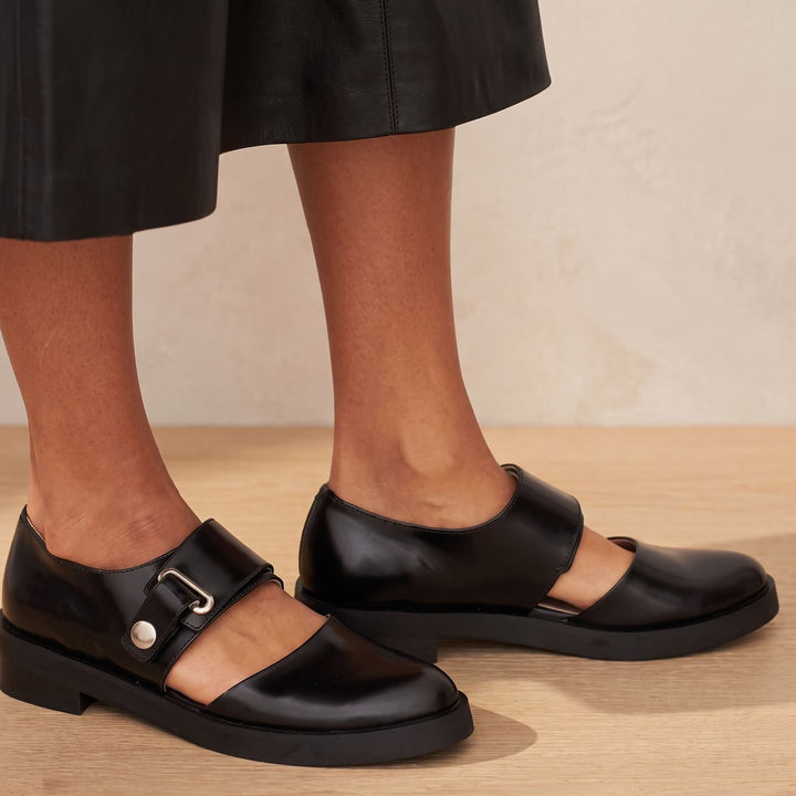 Damen Mary-Jane Schuhe mit Schnallenriemen flache Sohle