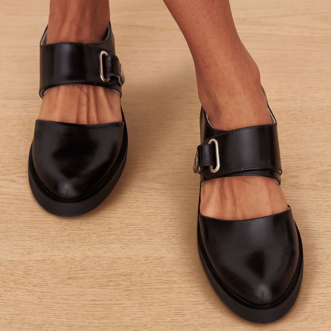 Damen Mary-Jane Schuhe mit Schnallenriemen flache Sohle