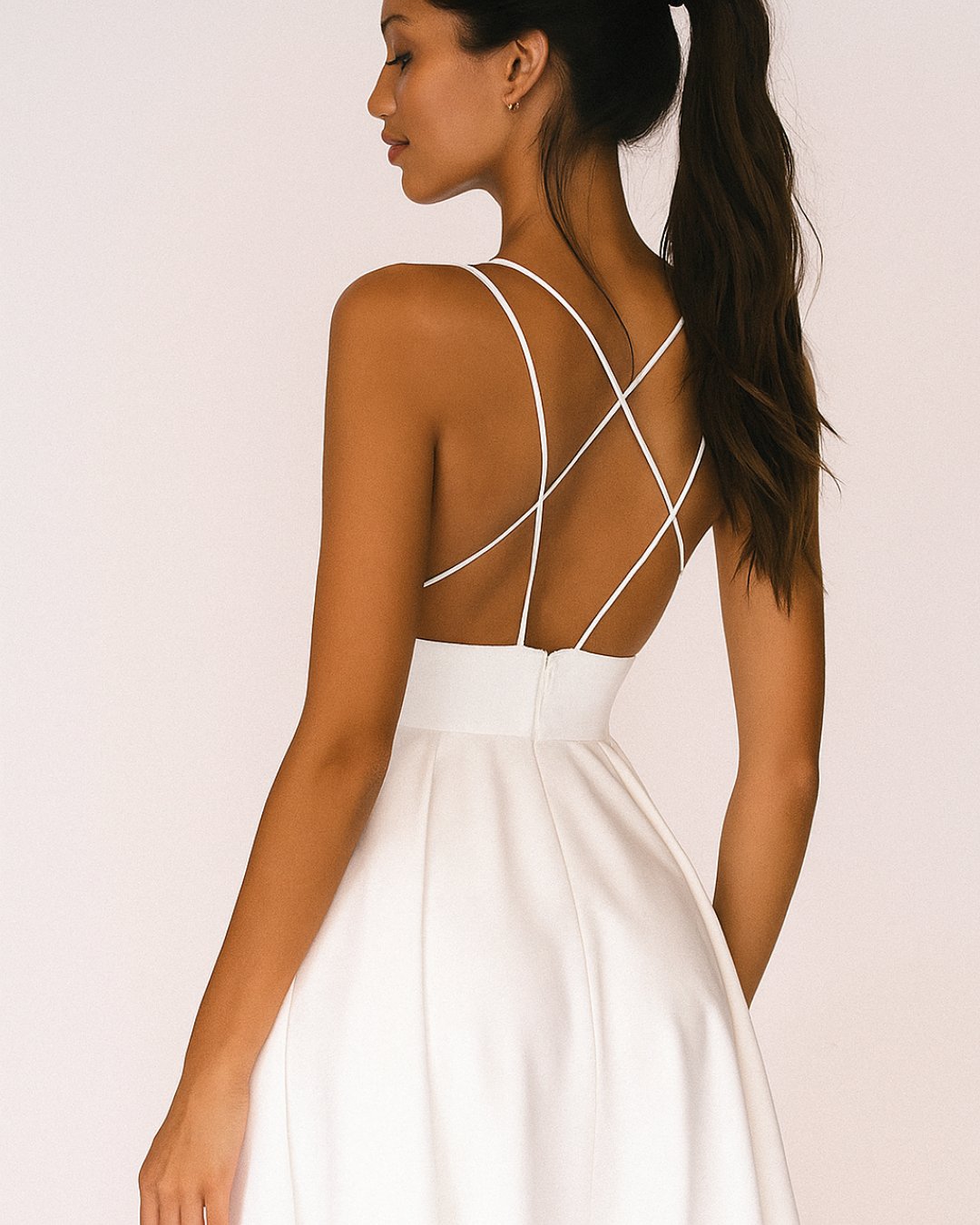 Damen Midi Spaghetti-Träger Hochzeitsgast Kleid