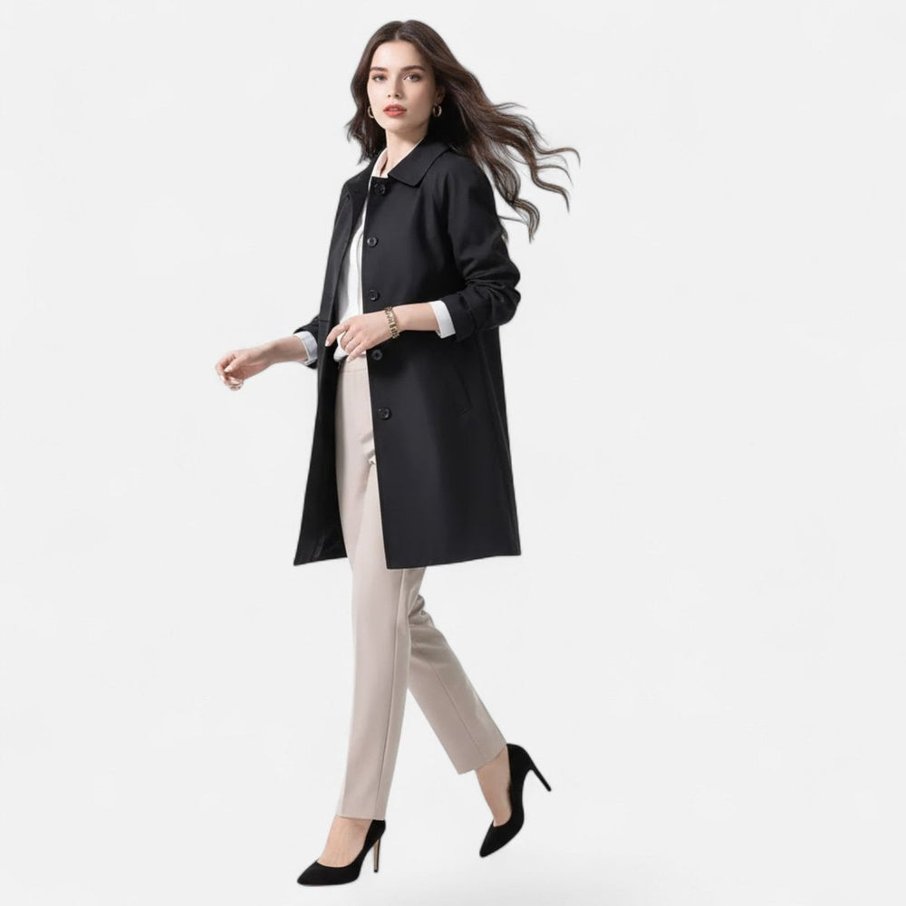 Damen Midi Wollmix Trench Coat mit Doppelknopfleiste
