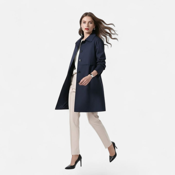 Damen Midi Wollmix Trench Coat mit Doppelknopfleiste