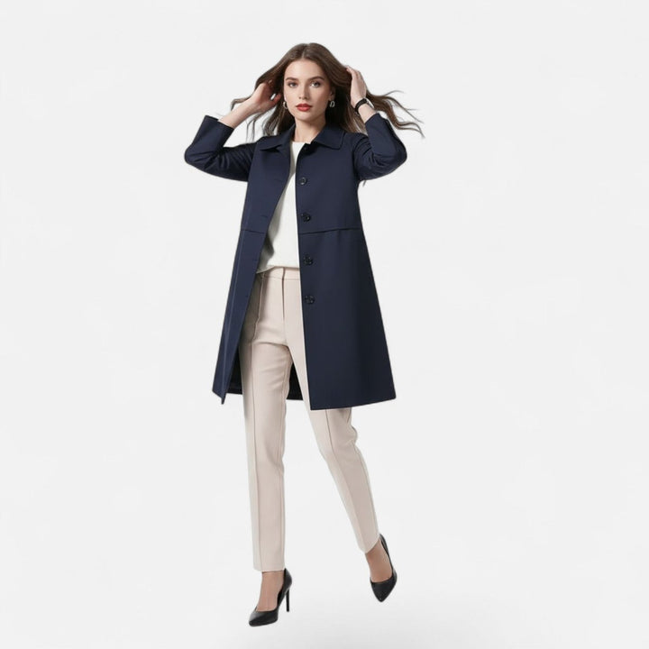 Damen Midi Wollmix Trench Coat mit Doppelknopfleiste