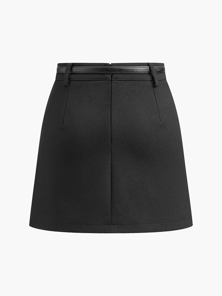 Damen Mini Rock Taillengürtel Reißverschluss