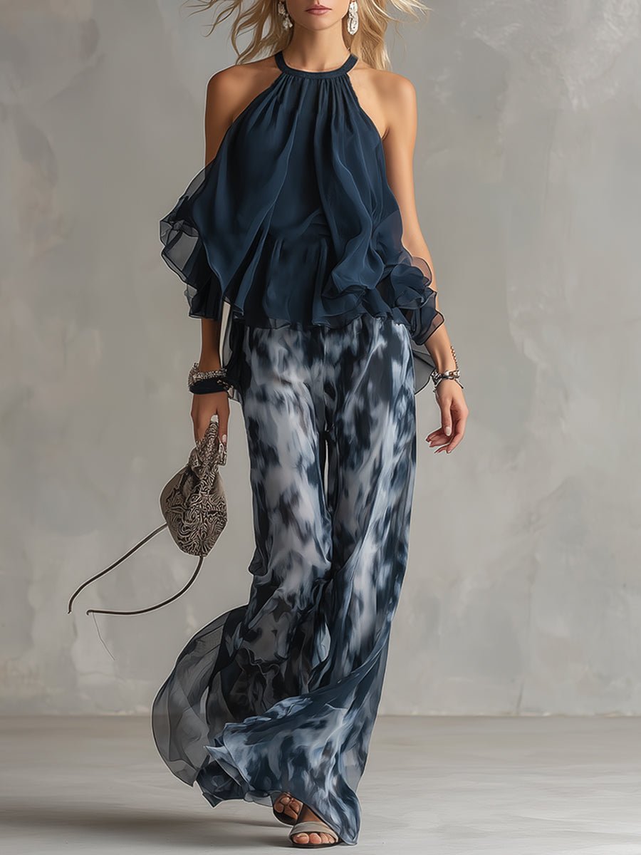 Annika Elegant Halter Neck Two-Piece Set
