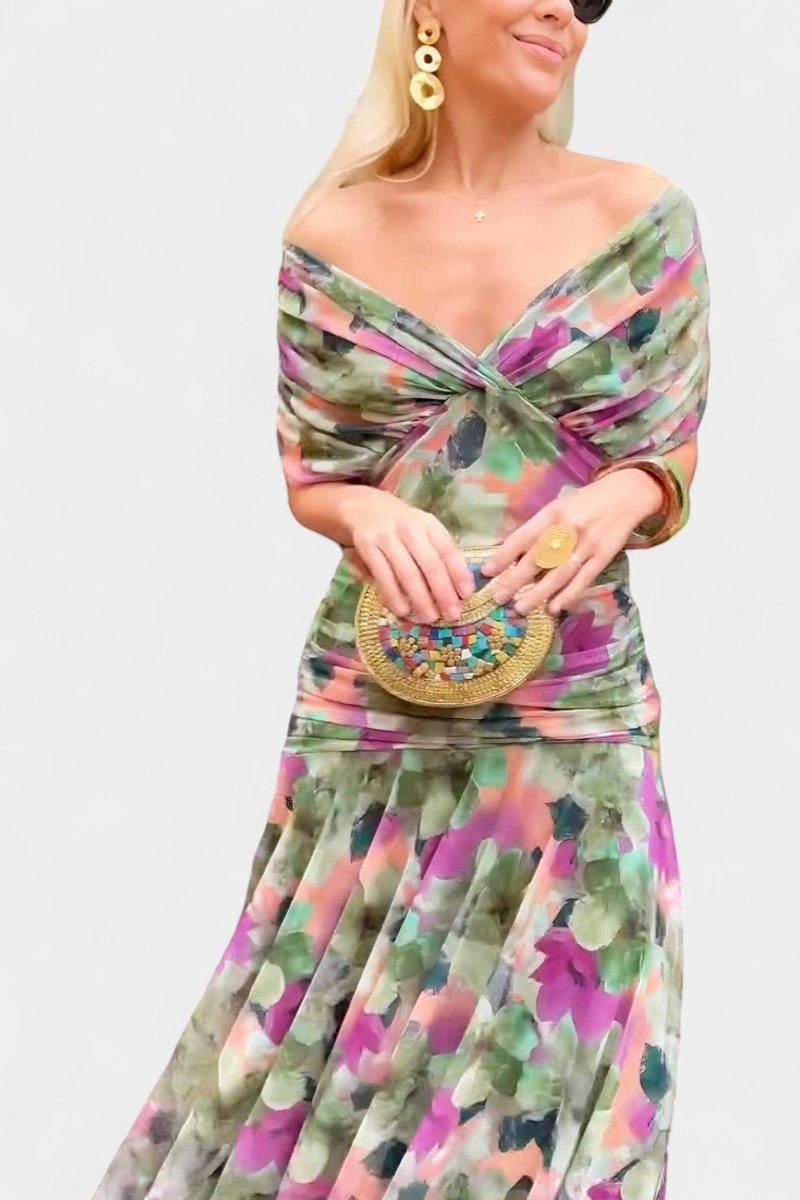 Damen Off-Shoulder Cocktailparty-Kleid figurbetontes Maxi-Abendkleid