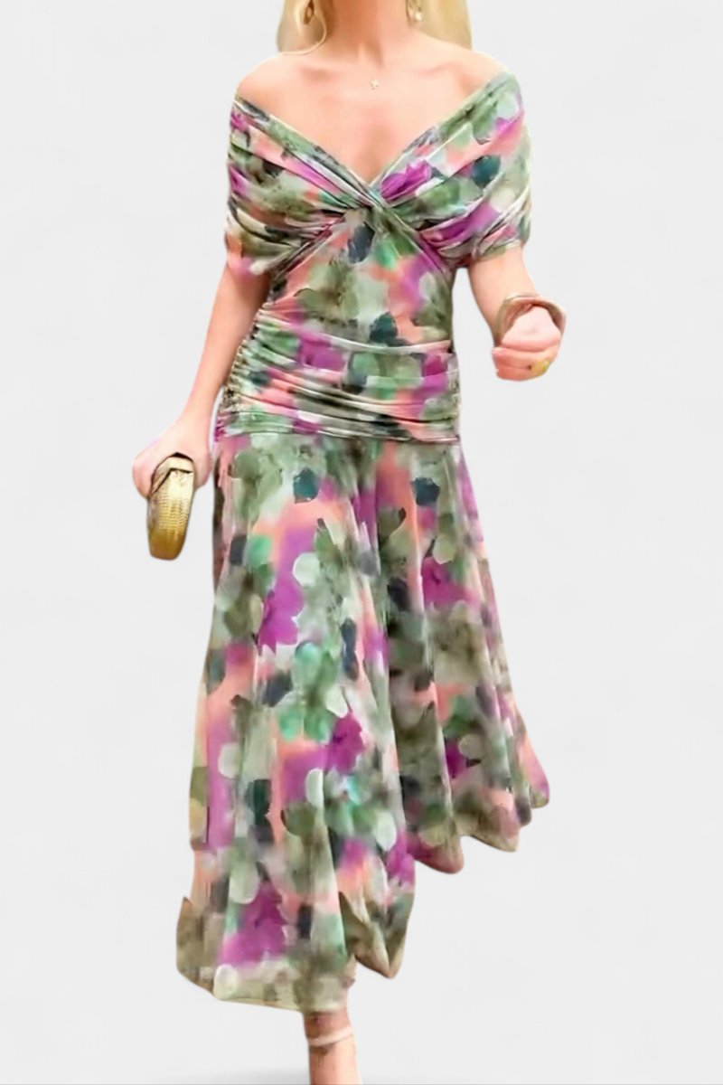 Damen Off-Shoulder Cocktailparty-Kleid figurbetontes Maxi-Abendkleid