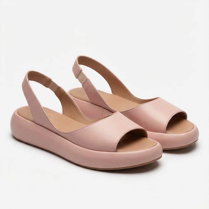 Damen Offene Keilsandaletten Slingback Elastischer Fersenriemen - Rosa