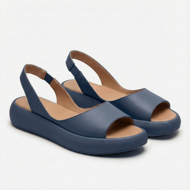 Damen Offene Keilsandaletten Slingback Elastischer Fersenriemen - Azul