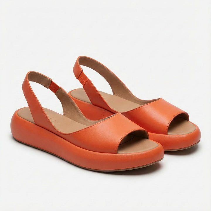 Damen Offene Keilsandaletten Slingback Elastischer Fersenriemen - Naranja