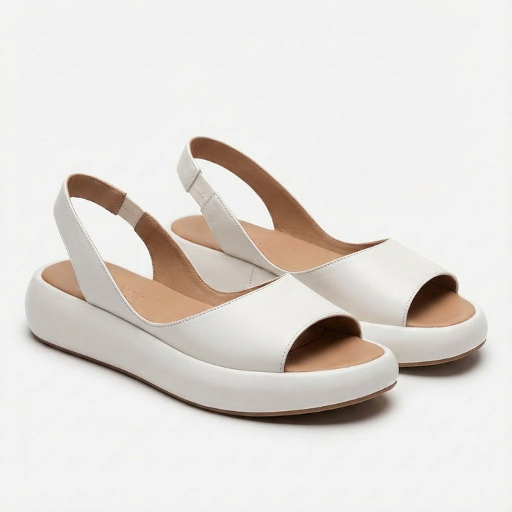 Damen Offene Keilsandaletten Slingback Elastischer Fersenriemen - Blanco