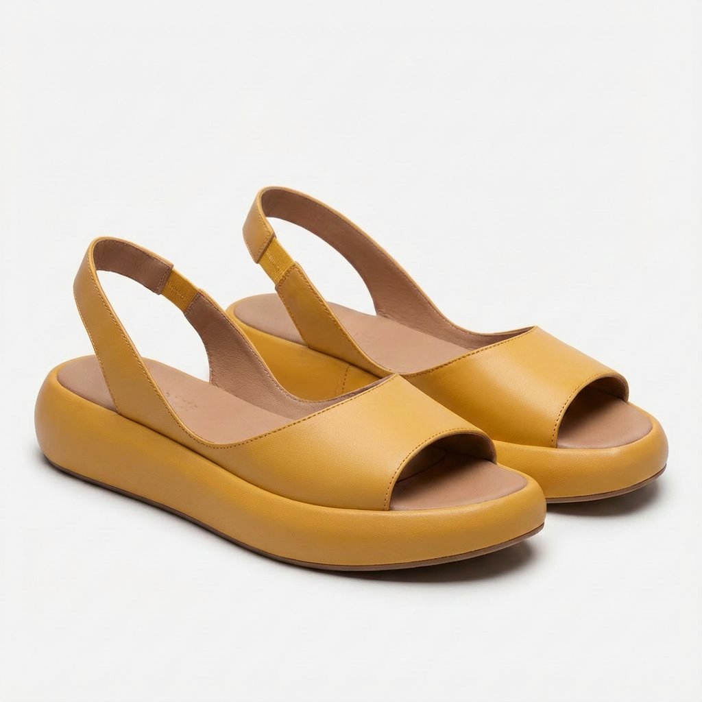 Damen Offene Keilsandaletten Slingback Elastischer Fersenriemen - Amarillo