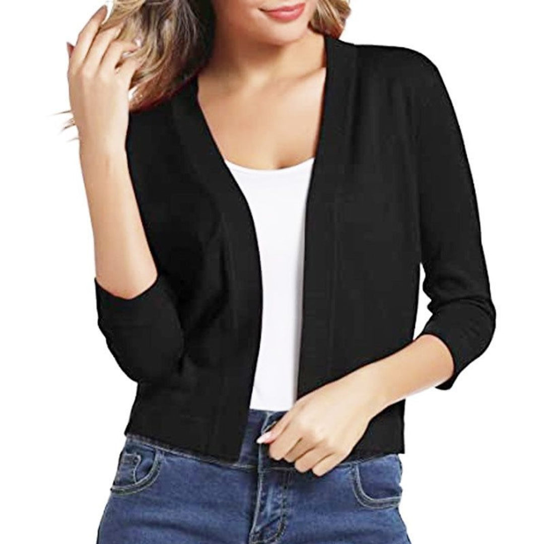Damen Offener Kurzjacken-Cardigan mit 3/4-Ärmeln
