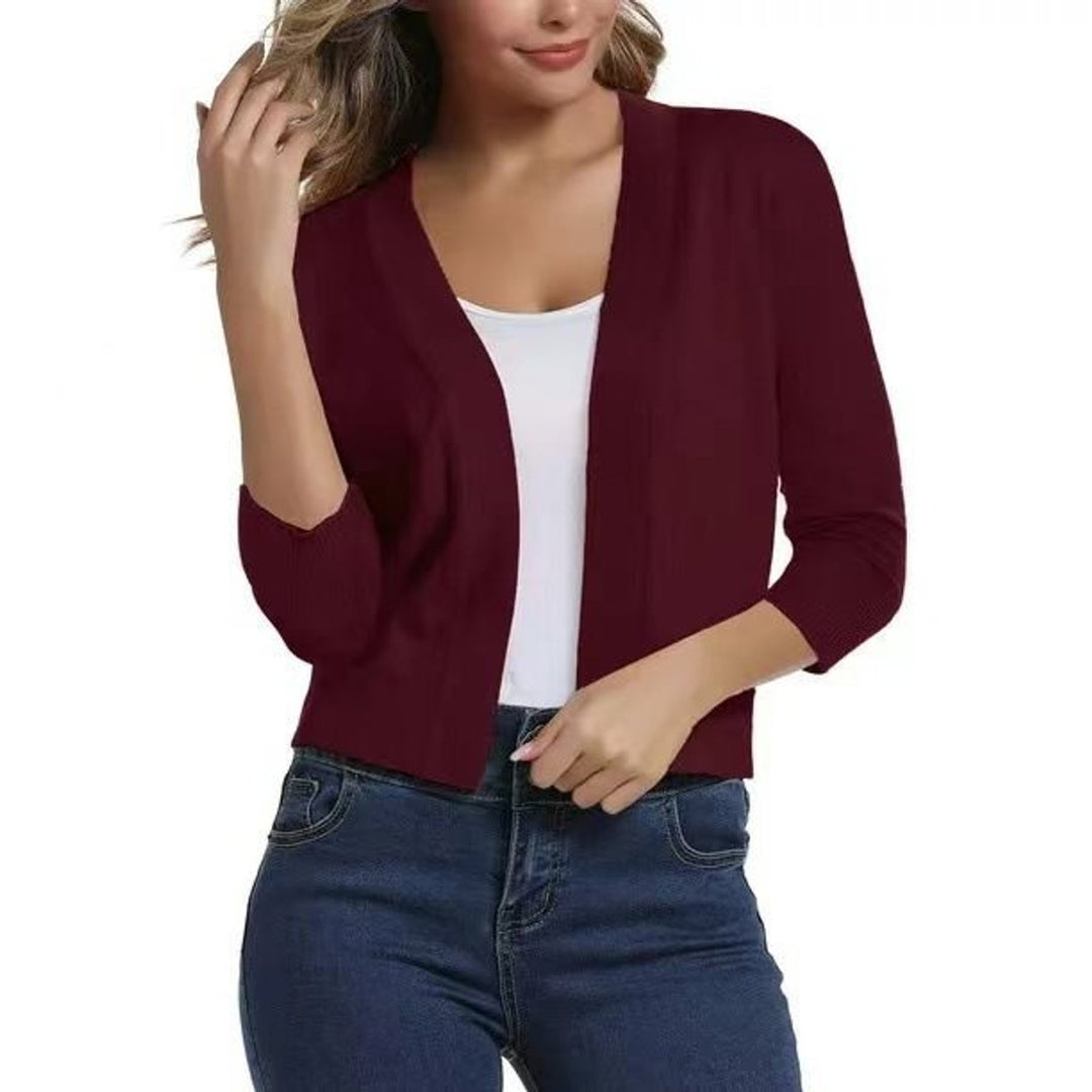 Damen Offener Kurzjacken-Cardigan mit 3/4-Ärmeln - Bitte gib den zu übersetzenden Text an.