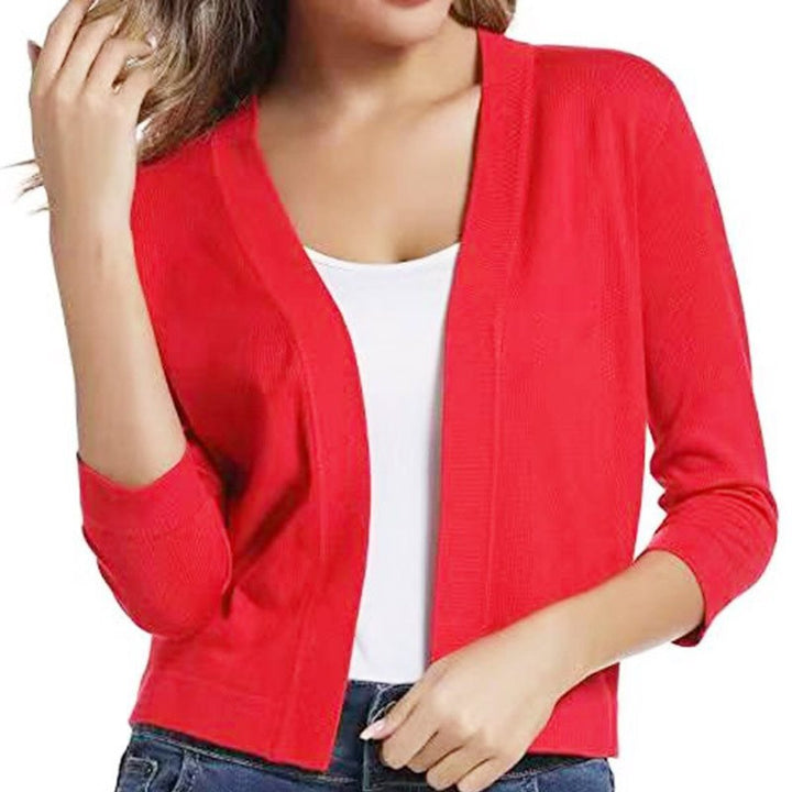 Damen Offener Kurzjacken-Cardigan mit 3/4-Ärmeln