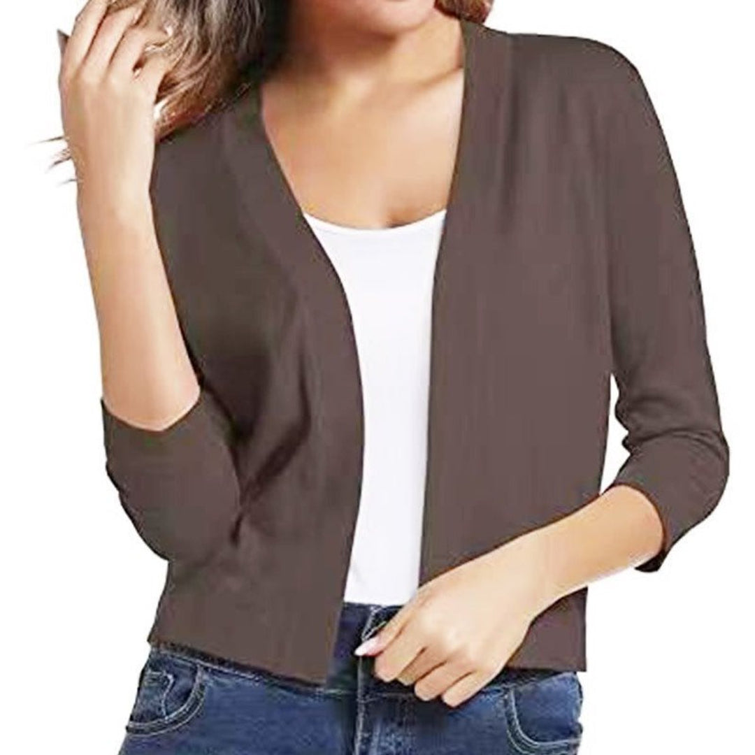 Damen Offener Kurzjacken-Cardigan mit 3/4-Ärmeln