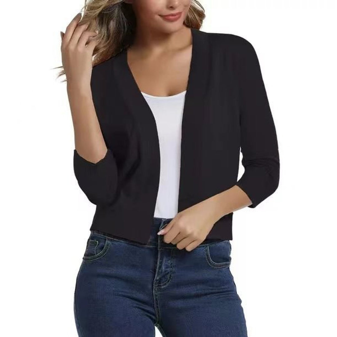 Damen Offener Kurzjacken-Cardigan mit 3/4-Ärmeln