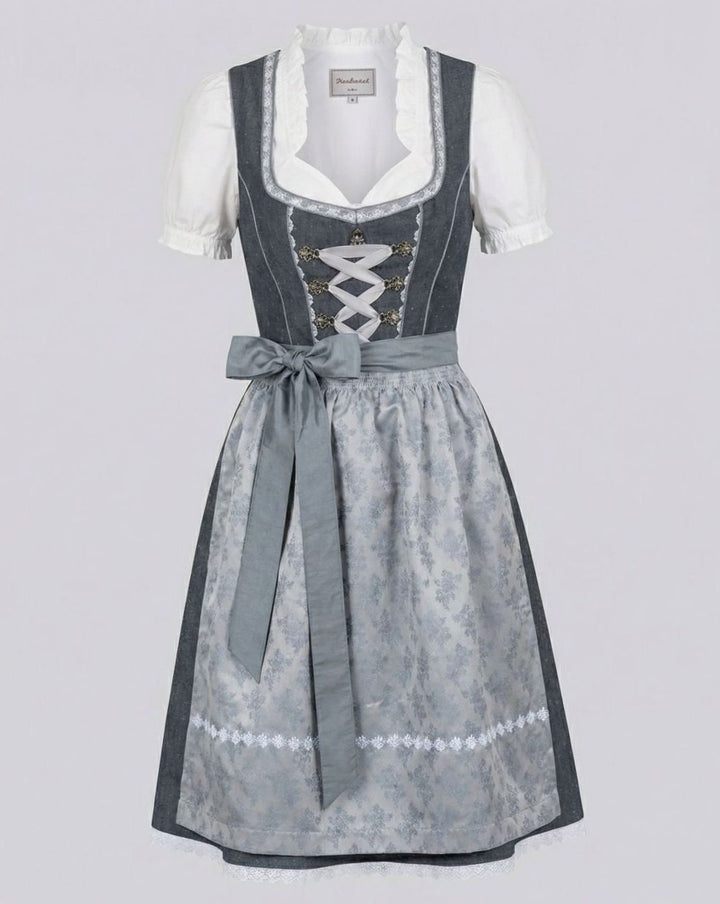 Damen Oktoberfest Dirndl 3-teiliges Trachtenkleid mit Schürze und Bluse