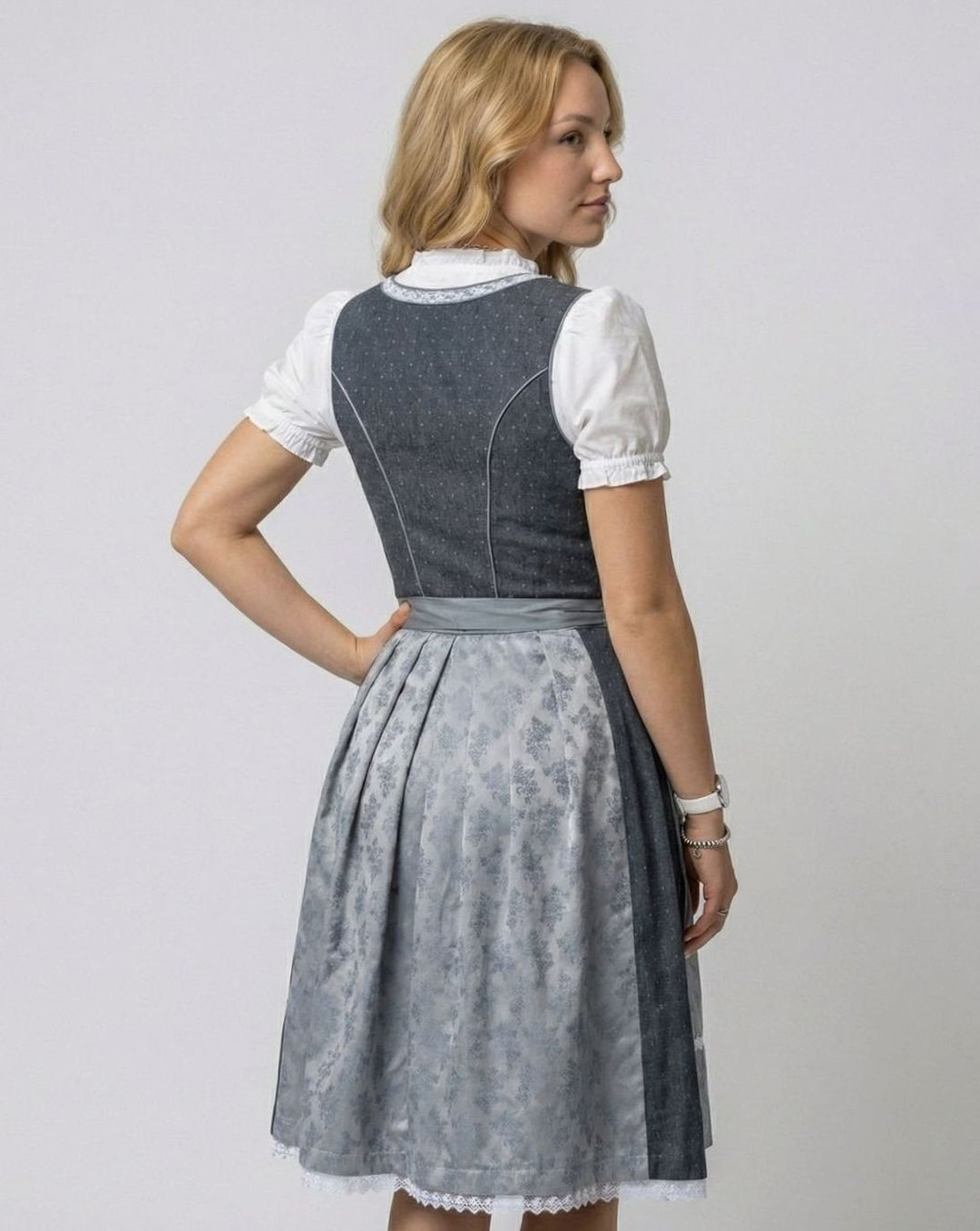 Damen Oktoberfest Dirndl 3-teiliges Trachtenkleid mit Schürze und Bluse