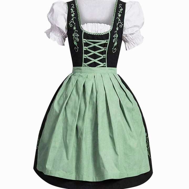 Damen Oktoberfest Dirndl Kleid mit Schnürung Schürze Bluse