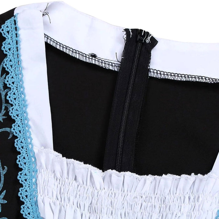 Damen Oktoberfest Dirndl Kleid mit Schnürung Schürze Bluse