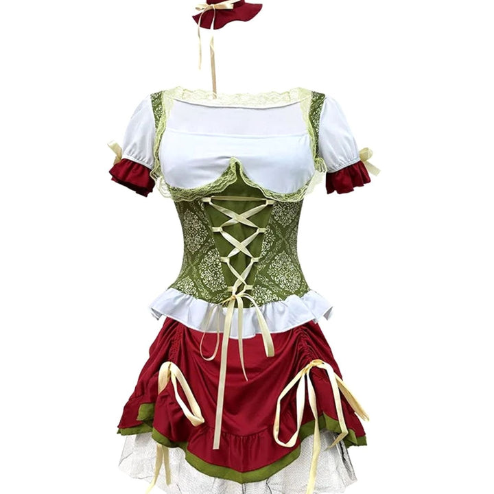 Damen Oktoberfest Dirndl-Kostüm Corsagen-Oberteil Schnürung Minirock