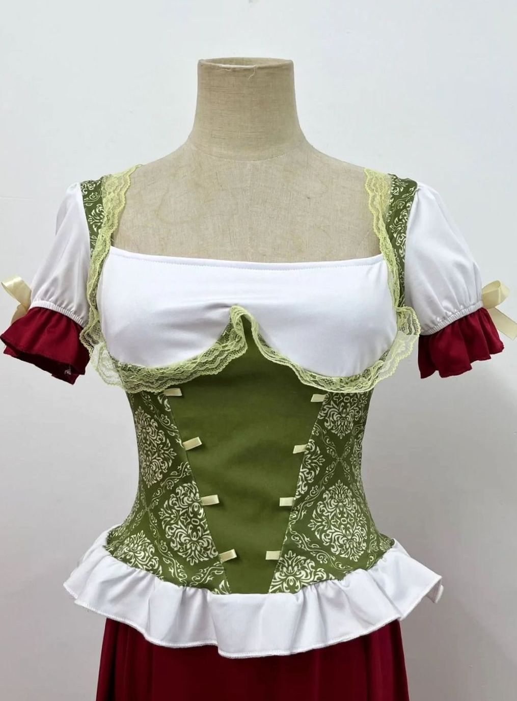 Damen Oktoberfest Dirndl-Kostüm Corsagen-Oberteil Schnürung Minirock
