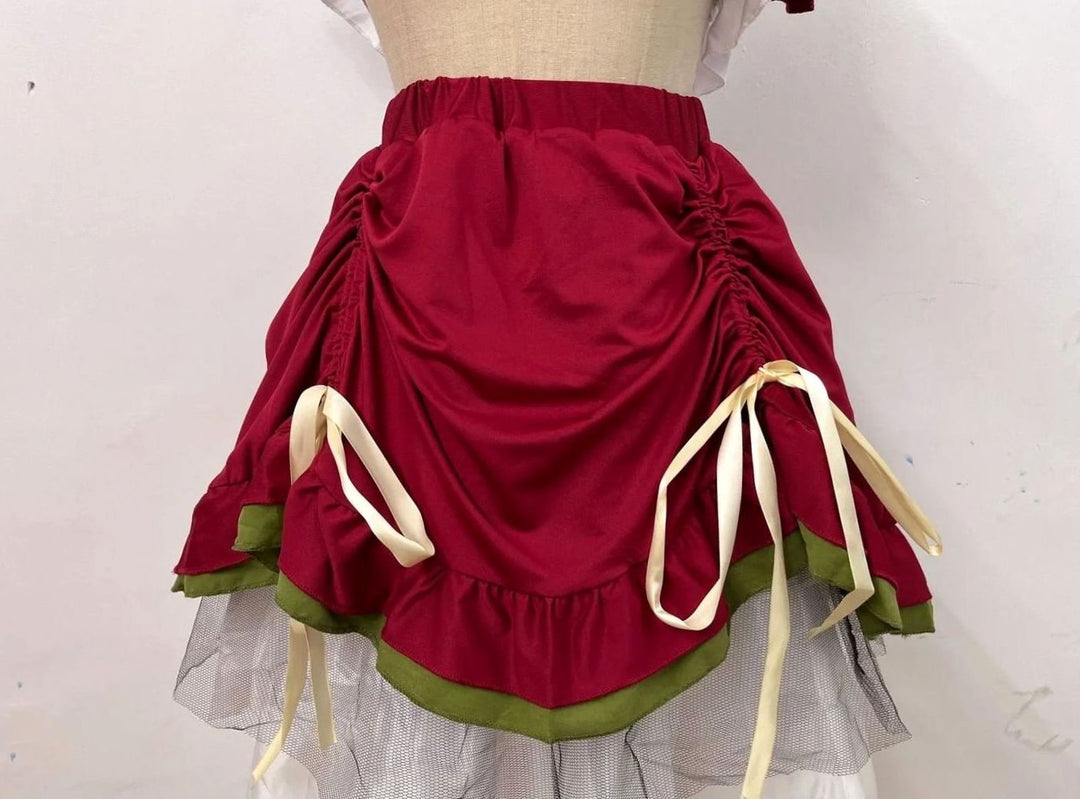 Damen Oktoberfest Dirndl-Kostüm Corsagen-Oberteil Schnürung Minirock
