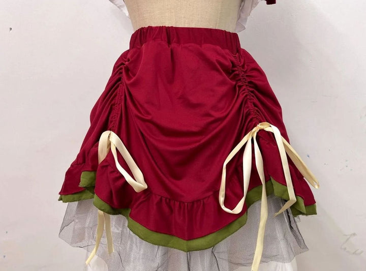Damen Oktoberfest Dirndl-Kostüm Corsagen-Oberteil Schnürung Minirock