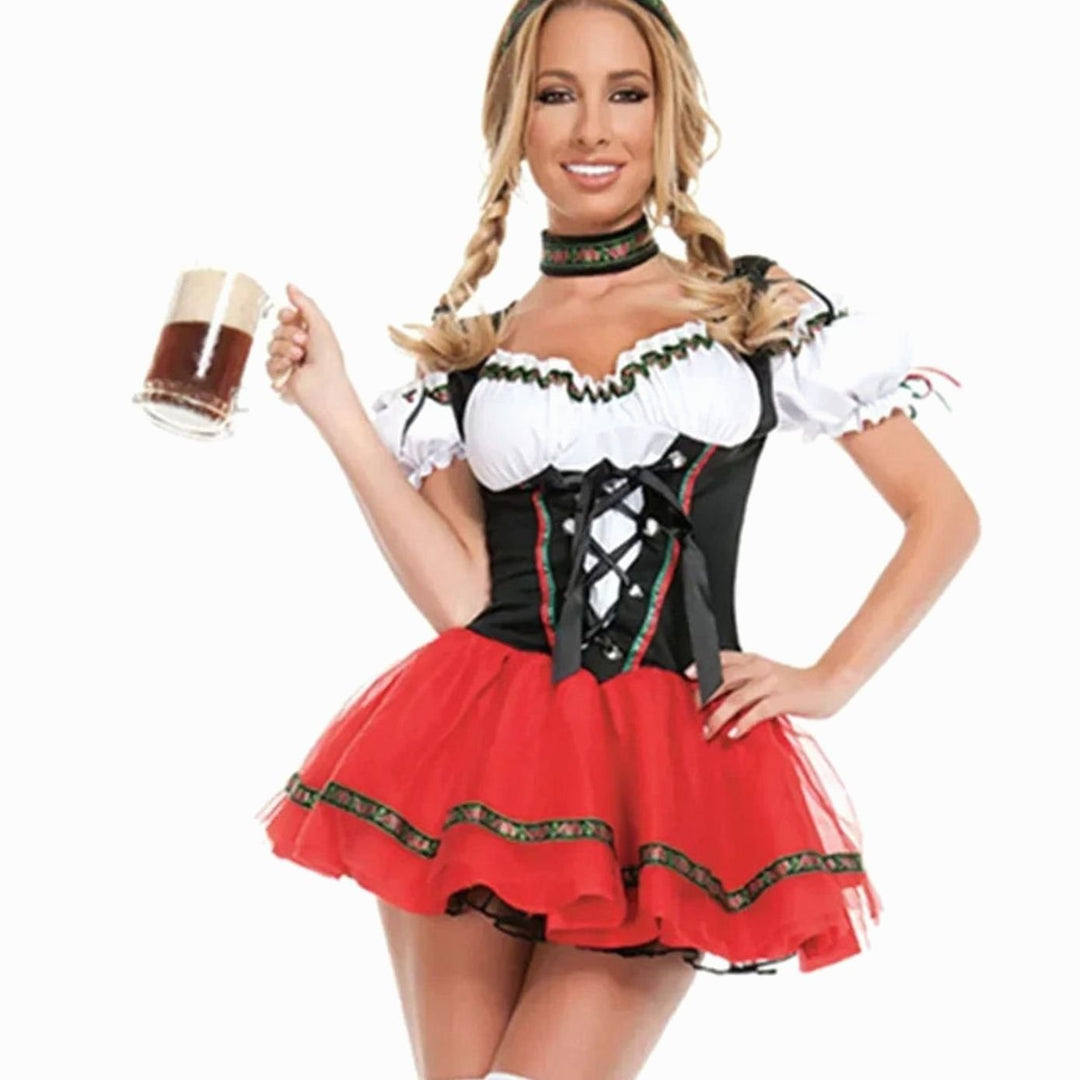 Damen Oktoberfest Dirndl Kostüm Minikleid Bayerische Tracht