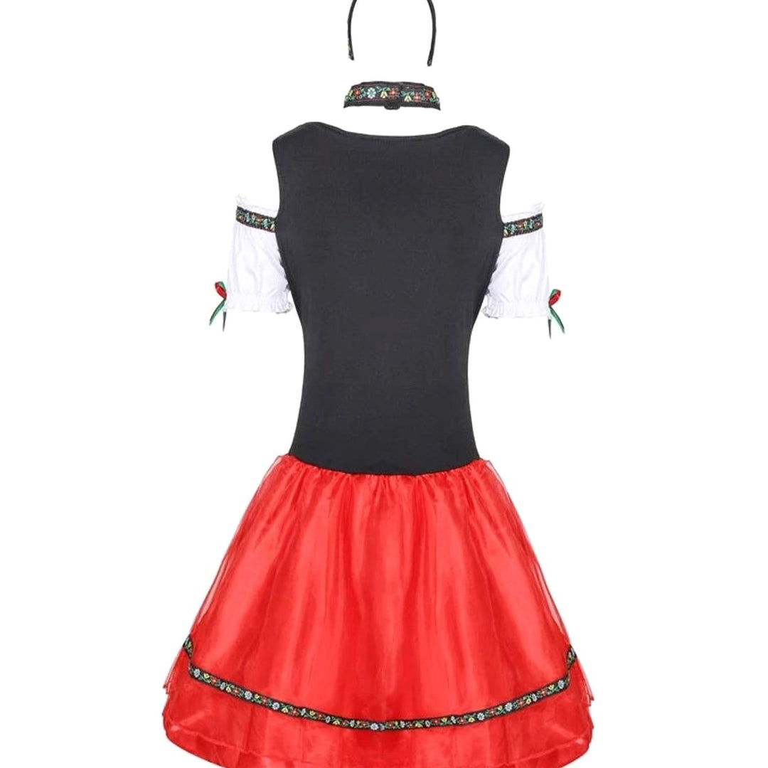 Damen Oktoberfest Dirndl Kostüm Schulterfreies Minikleid mit Korsettschnürung