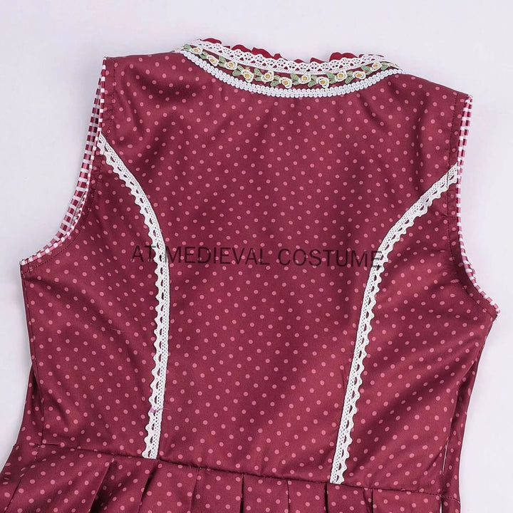 Damen Oktoberfest Dirndl-Set Midi Miederschnürung mit Bluse und Schürze
