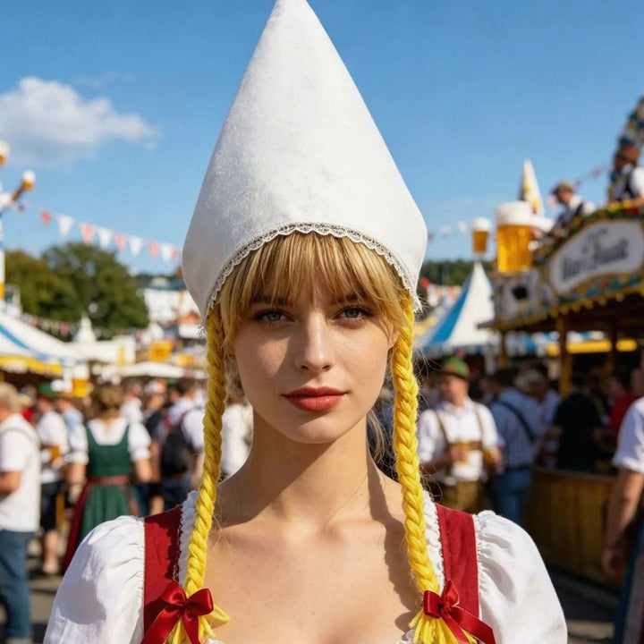 Damen Oktoberfest Dirndl-Set mit Schürze Spitzenbluse Kreuzschnürung - Grün