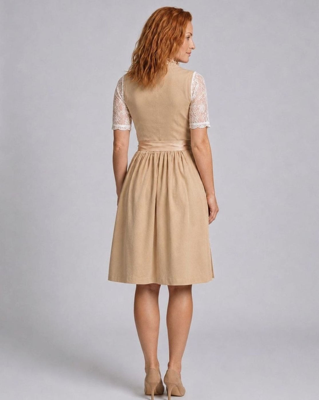 Damen Oktoberfest Dirndlkleid Floraler Spitzenrock Schnürmieder